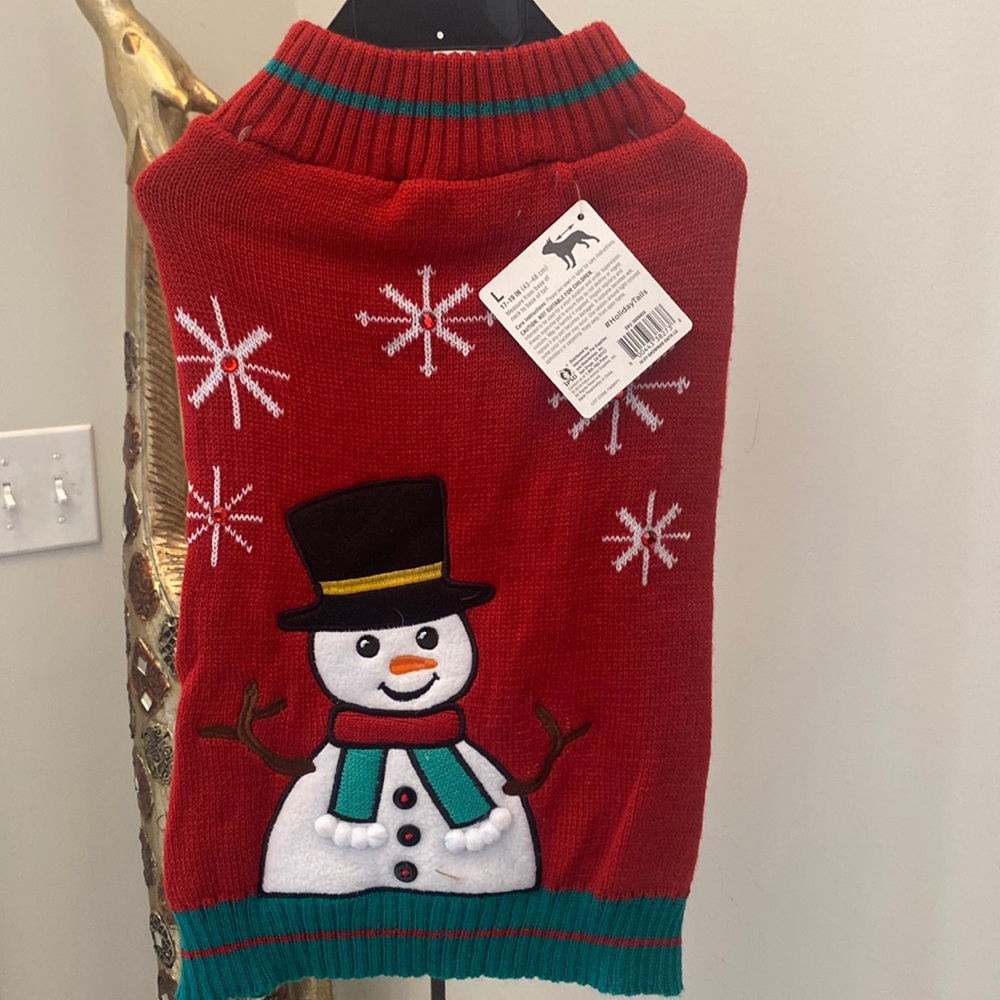 NWT Holiday Tails Red Green Snowman Dog Sweater Pullover Large Petco